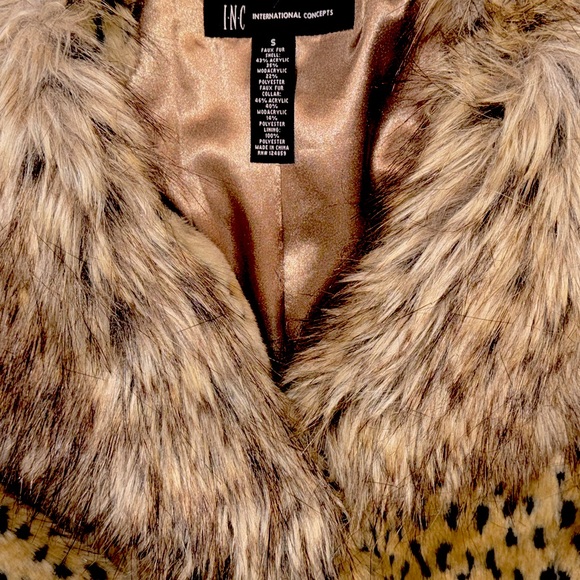 Brown & Black Lynx Faux Fur Jacket by International Concepts Size small - Picture 7 of 8